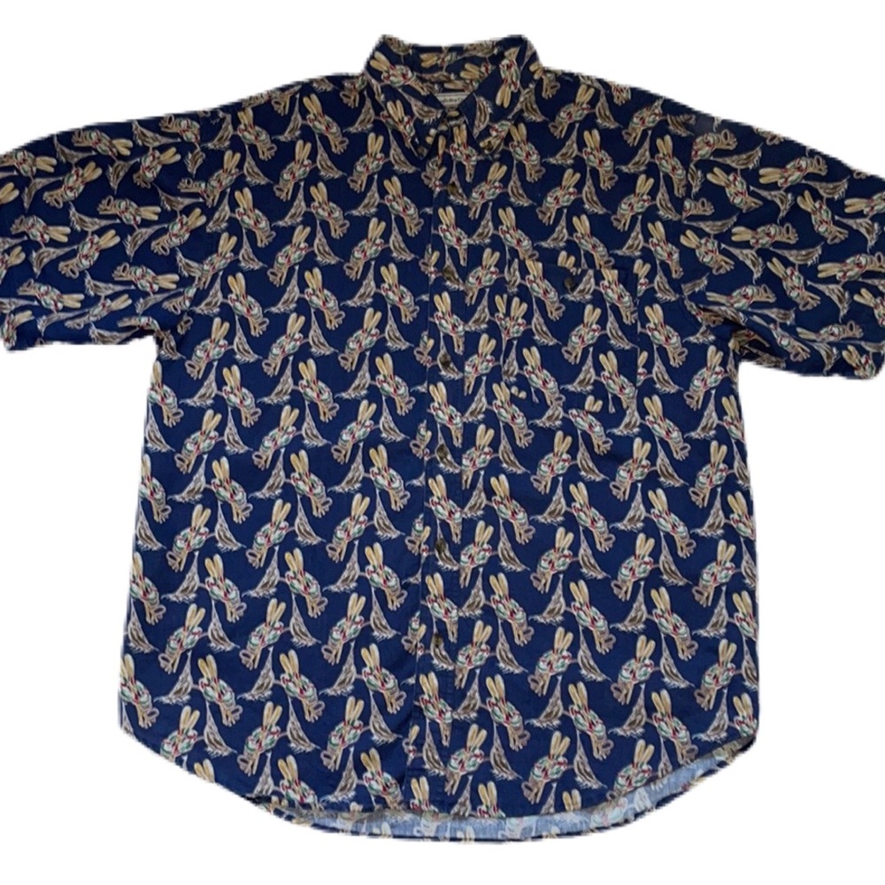 Vintage Bugle Boy Nautical Fisherman Ship Rope Retro Button Down